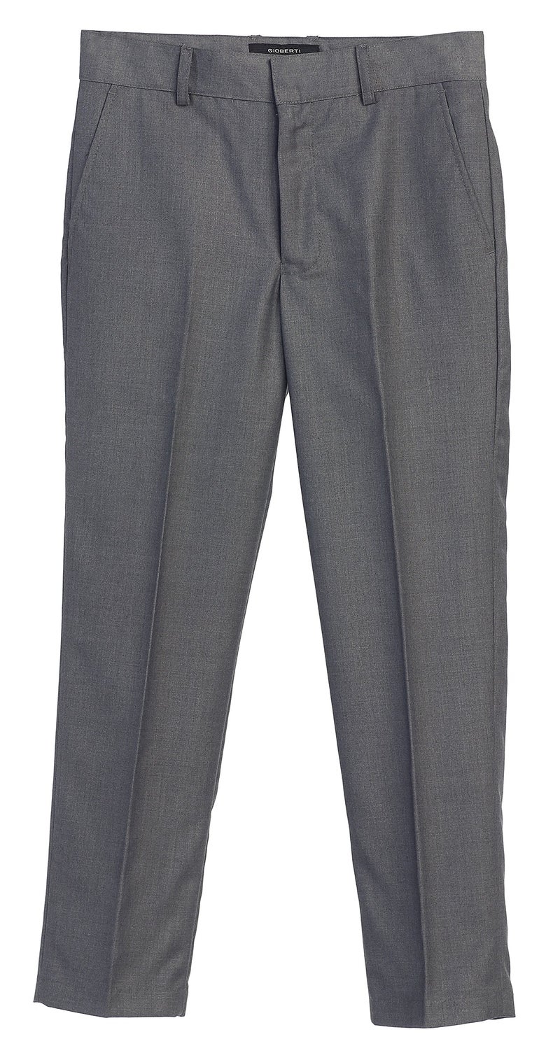 Gioberti Boys Flat Front Dress Pants, Charcoal, 7 - Image 3